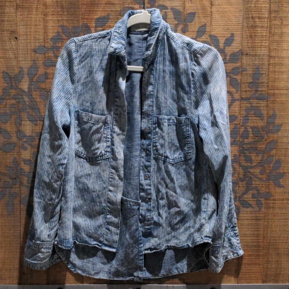 Bella dahl striped jean shirt xs